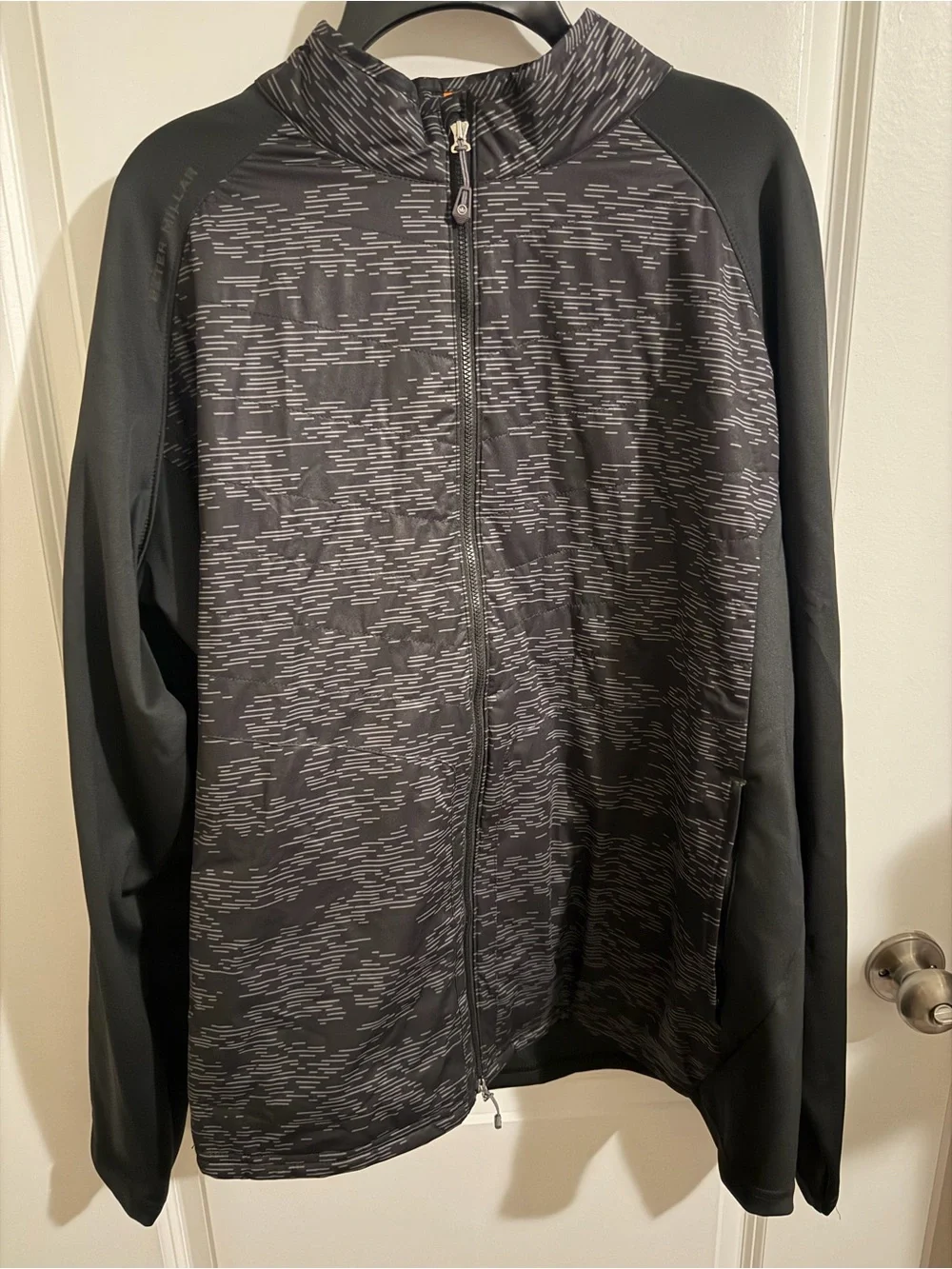 Peter Millar Men's Black Patterned Full-Zip Jacket